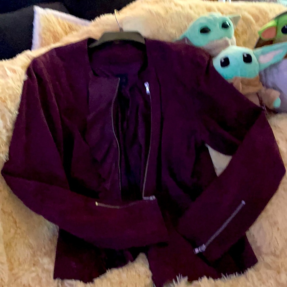 Purple soft suede jacket with zipper